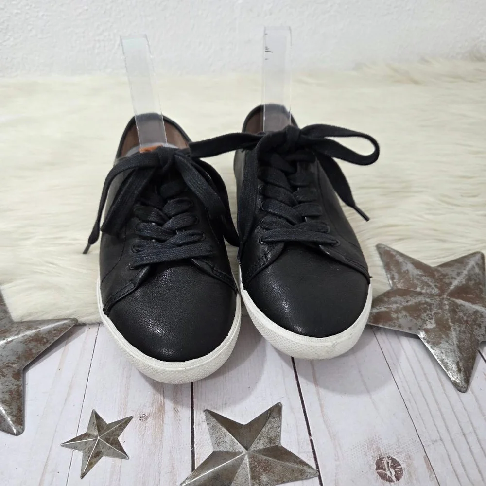Frye Maya Low lace up sneakers black leather women's size 7.5
